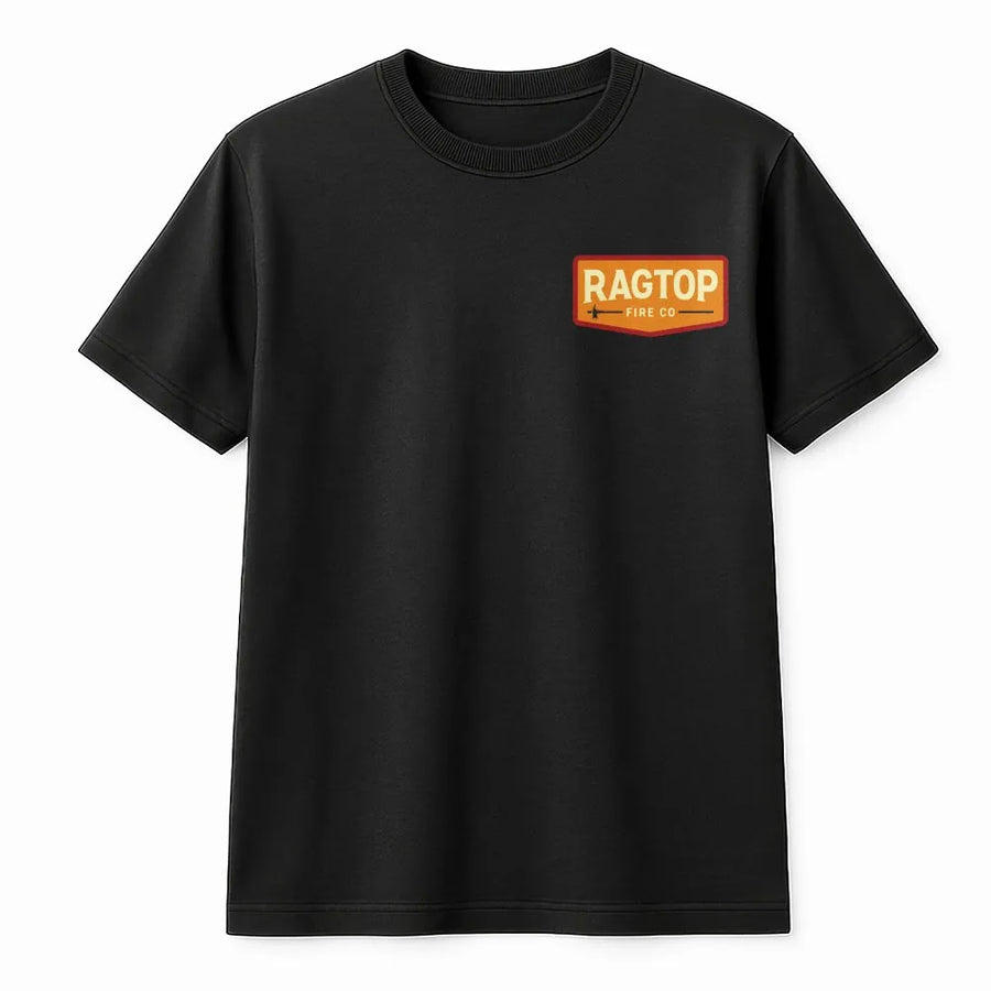 Ragtop Fire Co T-Shirt | Minimalist Firefighter Chest Logo | Soft Cotton Blend Pullover | Gift for First Responder