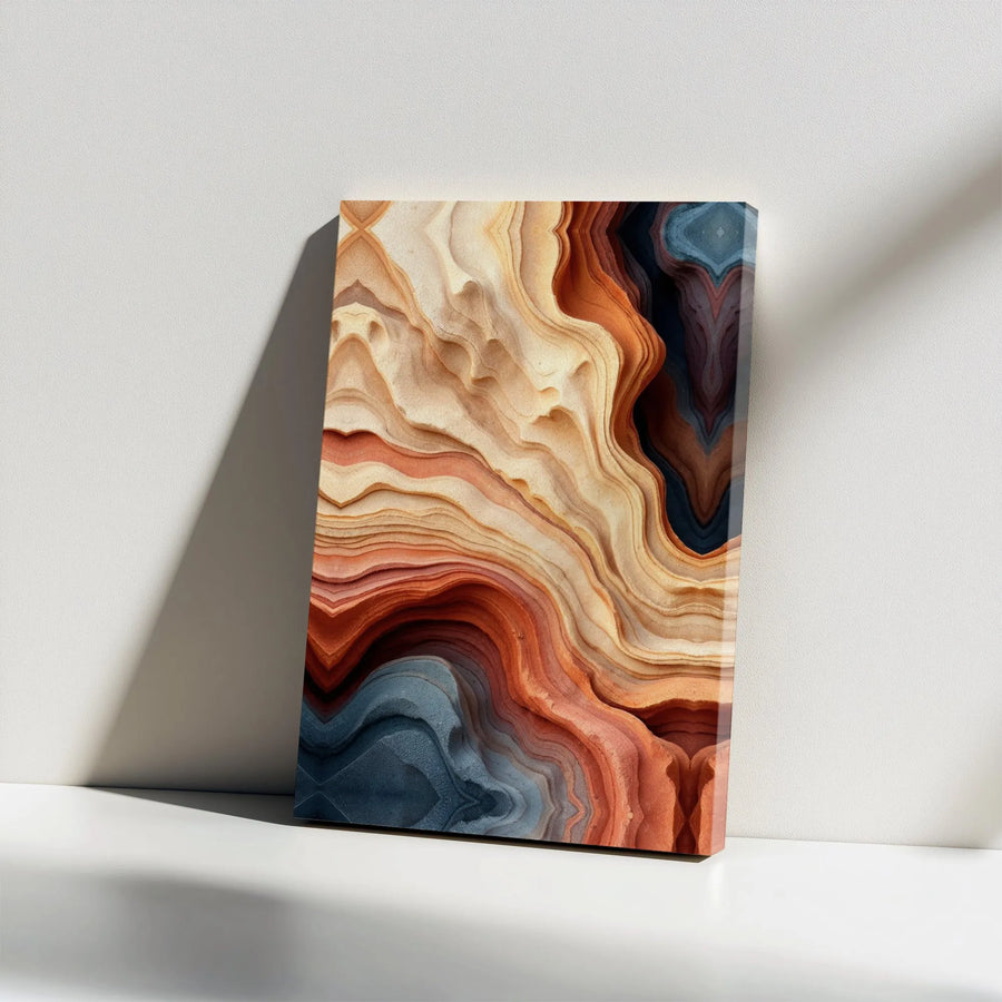 Abstract Sandstone Canvas Wall Art | Layered Geological Rock Formation Print | Premium Gallery Wrap Decor | Modern Office & Home Interior Gift