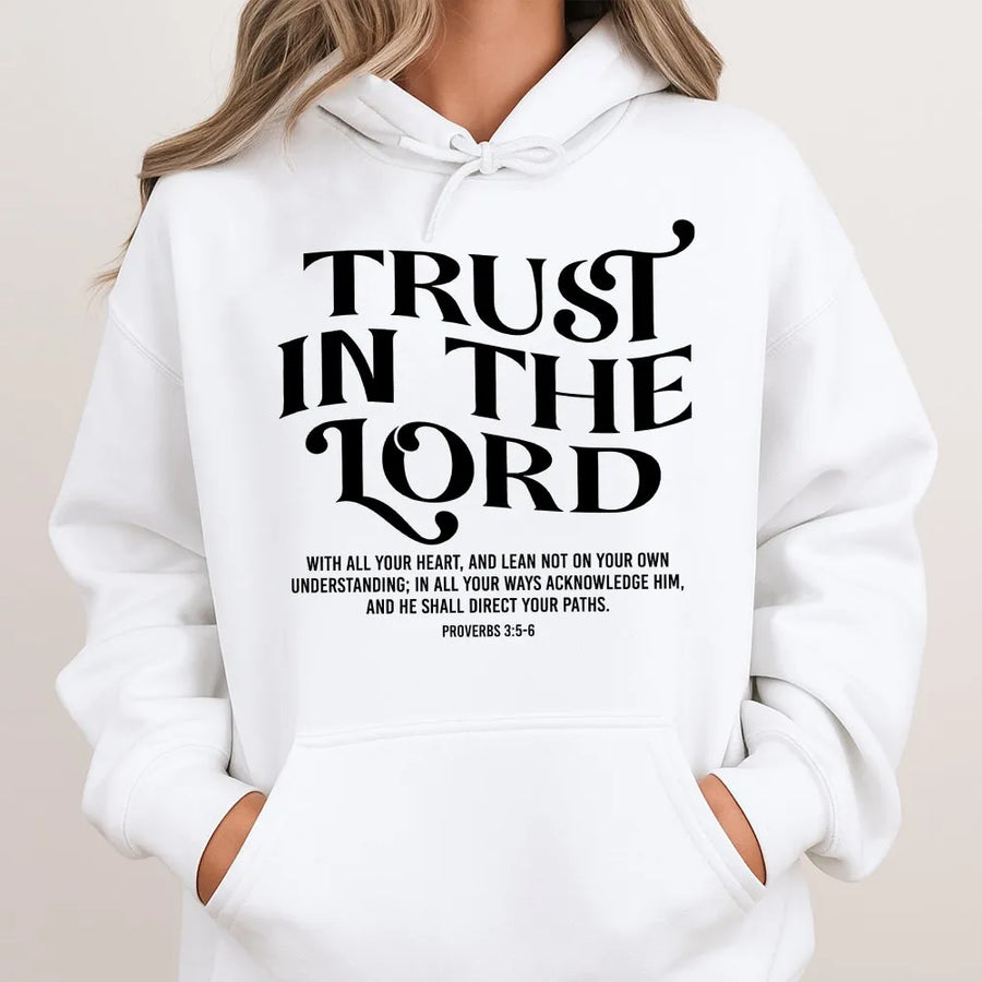 Trust In The Lord Hoodie | Proverbs 3:5-6 Bible Verse Graphic | Premium Cotton Blend | Christian Faith Gift for Men and Women