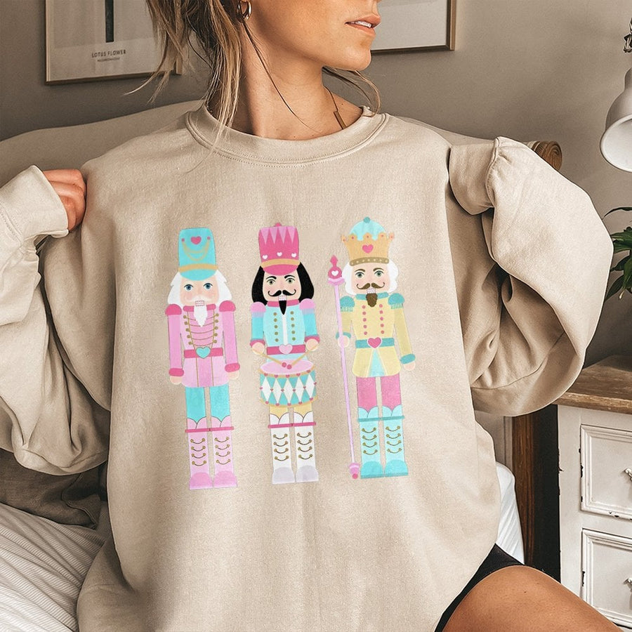 Nutcracker Christmas Sweatshirt | Pastel Vintage Toy Design | Premium Cotton Blend | Holiday Gift For Ballet Lovers And Women