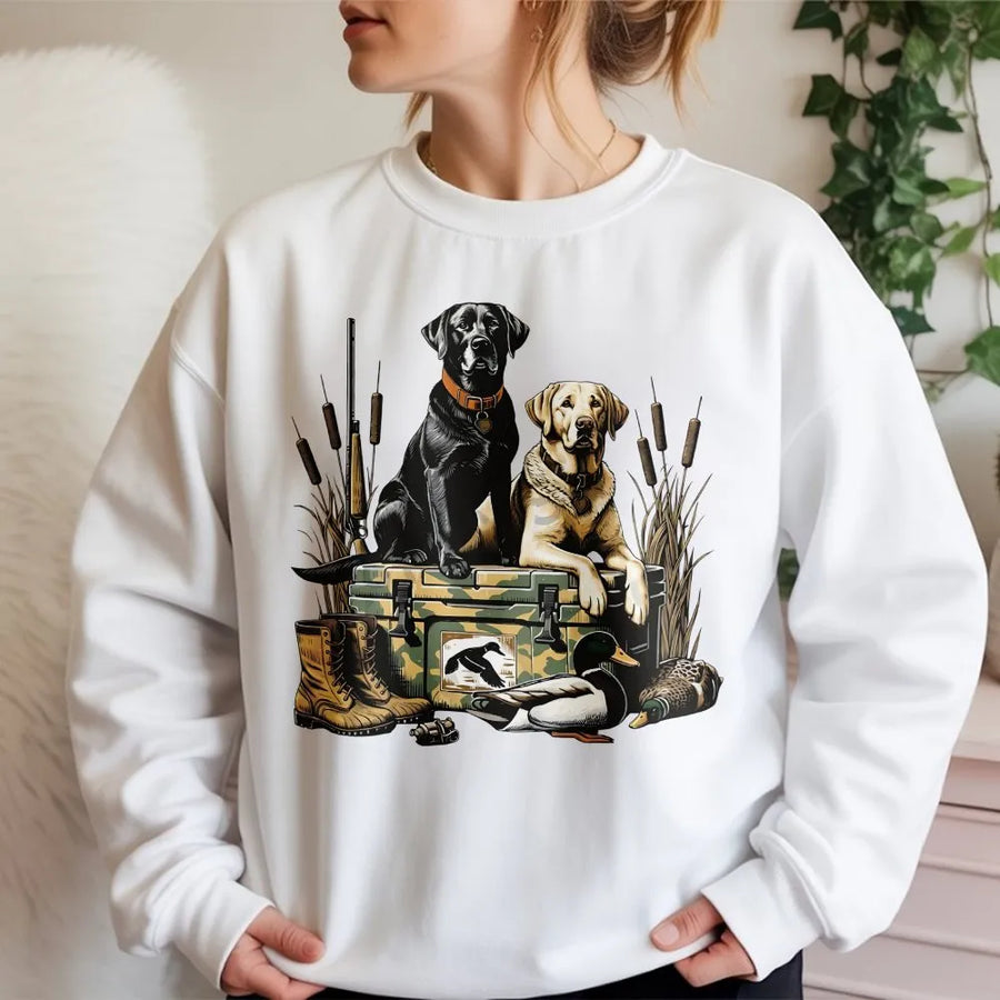 Labrador Duck Hunting Sweatshirt | Waterfowl Retriever Graphic Design | Premium Cotton Blend | Gift for Hunter and Dog Lover