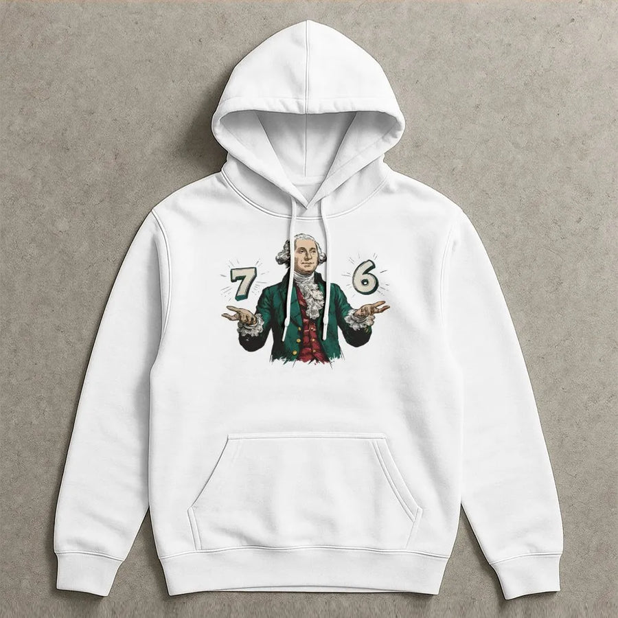 George Washington Hoodie | 1776 Patriotic Historical Graphic | Premium Cotton Blend | Funny American History Gift for History Buffs