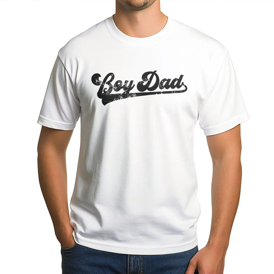 Boy Dad T-Shirt | Retro Script Distressed Graphic | Premium Cotton-Blend Sweatshirt | Gift for New Dad, Father's Day