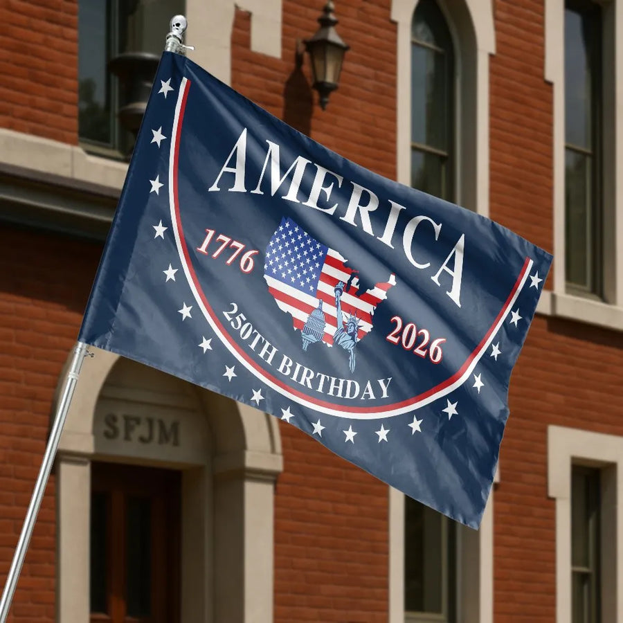 America 250th Birthday House Flag | 1776-2026 Semiquincentennial Design | Weather-Resistant Polyester | Patriotic Yard Decor Gift