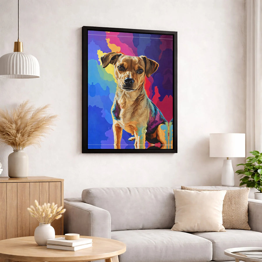 Dog Portrait Canvas Wall Art | Colorful Pop Art Puppy Print | 1.25-Inch Gallery Wrap | Modern Home Decor Gift for Dog Lovers