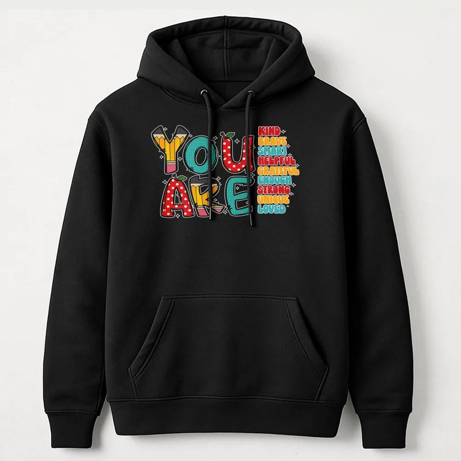 You Are Kind Teacher Hoodie | Back To School Inspirational Quote | Soft Cotton-Polyester Blend | Premium Gift For Teachers & Educators