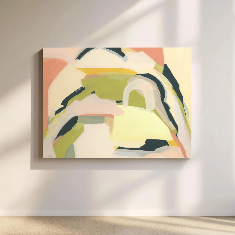Abstract Landscape Horizontal Canvas Wall Art | Modern Pastel Shapes & Earth Tones Design | Premium 1.25” Thick Gallery Wrap | Minimalist Living Room Decor Gift