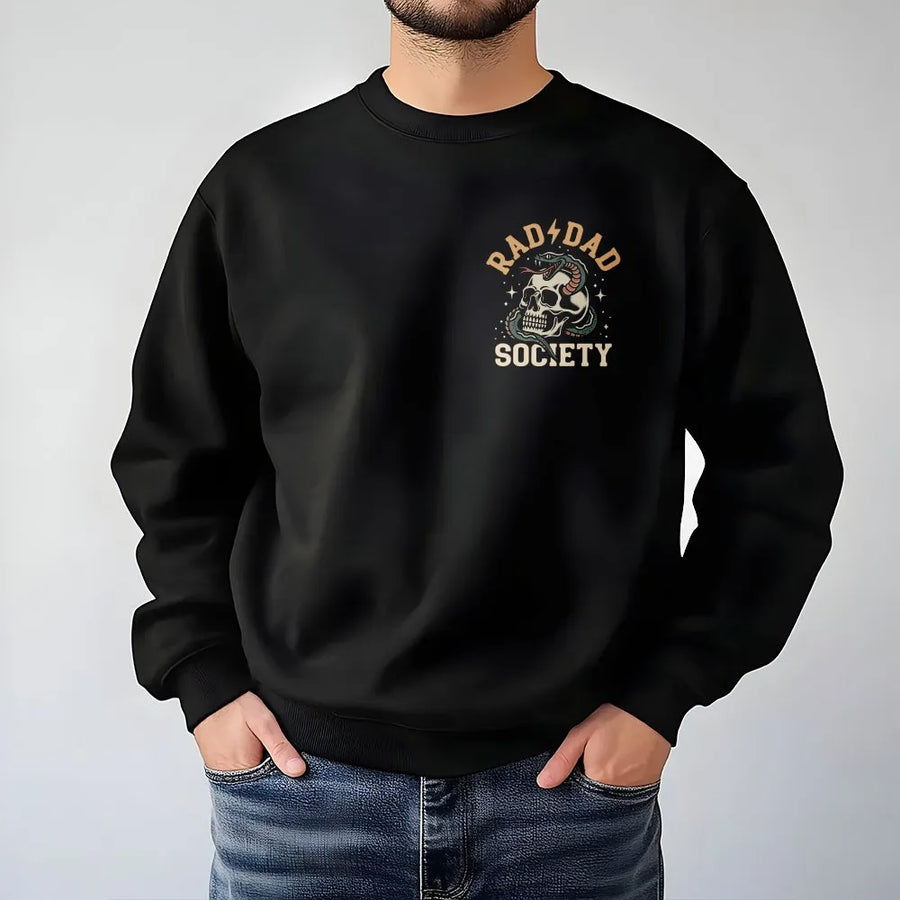 Rad Dad Sweatshirt | Vintage Tattoo Skull & Snake Graphic | Premium Cotton Blend Pullover | Unique Father's Day Gift for Men