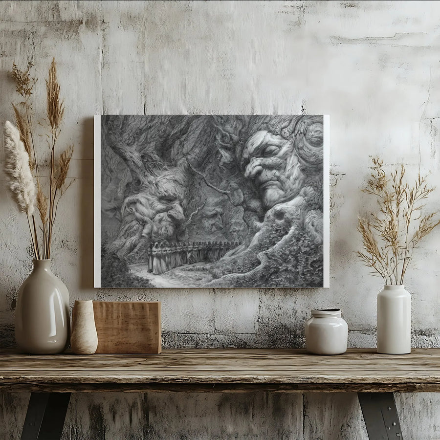 Dark Fantasy Forest Canvas Print | Vintage Tree Spirits Illustration | Thick Gallery Wrap Canvas | Collector's Gothic Home Decor Gift