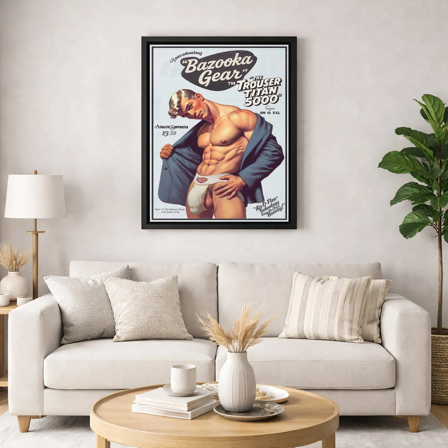 Vintage Ad Canvas Wall Art | Retro Fitness Poster | Premium Gallery Wrap Print | Unique Humor Decor for Men’s Room or Home Gym