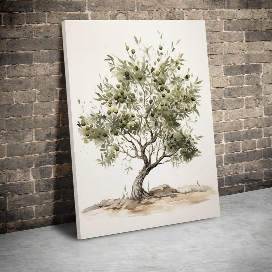 Olive Tree Canvas Wall Art | Watercolor Botanical Illustration | Premium 1.25" Thick Profile | Modern Farmhouse Kitchen Decor Gift