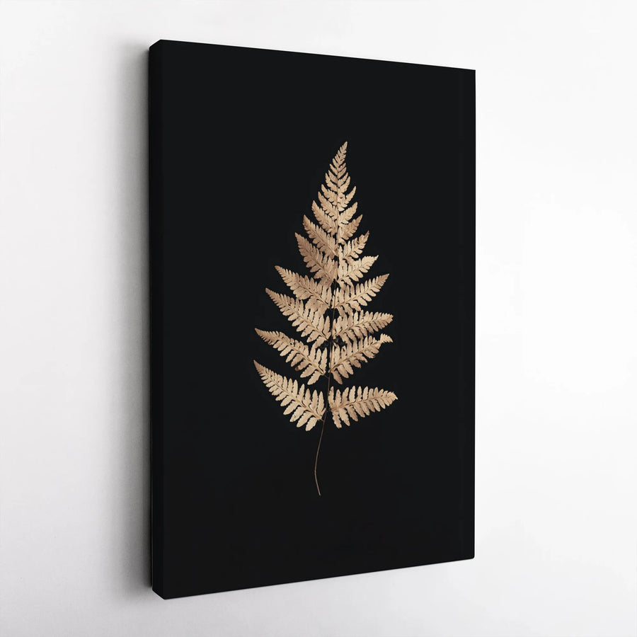 Golden Fern Canvas Wall Art | Botanical Gold Leaf Print | Premium 1.25" Gallery Wrap | Modern Minimalist Home Decor Gift for Plant Lovers