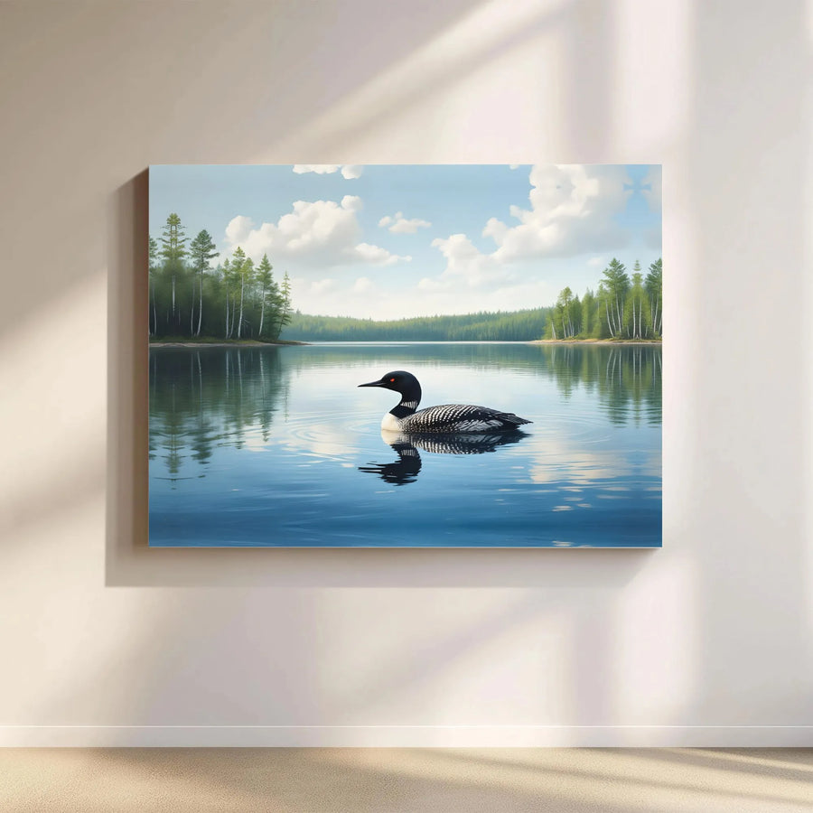 Common Loon Canvas Art | Serene Lake Landscape Wall Decor | Premium 1.25-Inch Gallery Wrap | Nature Lover Gift & Wildlife Wall Art