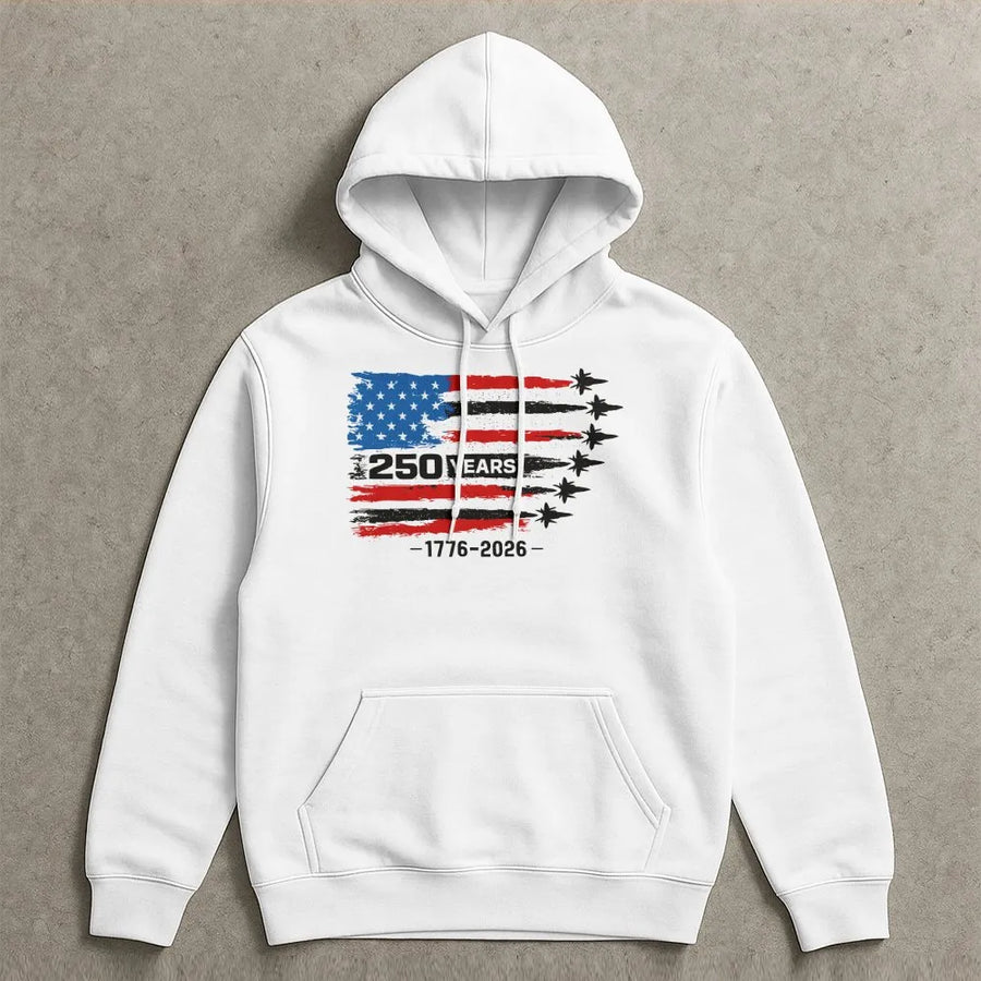 America 250th Anniversary Hoodie | Patriotic USA Freedom Graphic | Soft Cotton-Blend Premium Apparel | Unisex Gift for US History Lovers