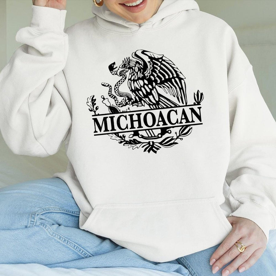 Michoacan Hoodie | Mexican Eagle Coat of Arms Graphic | Premium Cotton Blend | Latino Heritage Gift for Men and Women