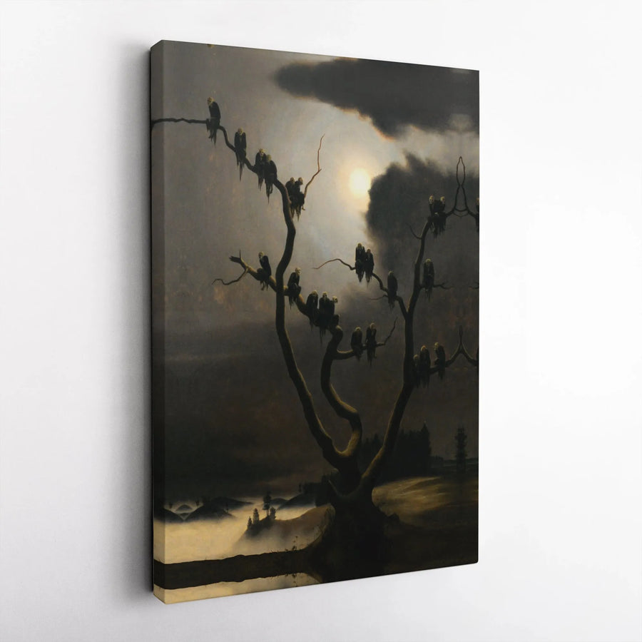 Caspar David Friedrich Tree of Crows Canvas Art | Dark Academia Gothic Wall Decor | Premium 1.25 inch Gallery Wrap | Moody Landscape Gift for Art Lovers