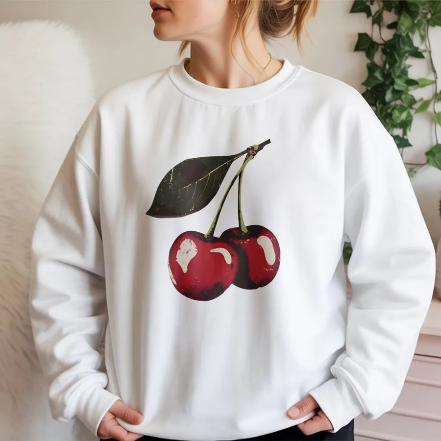 Vintage Cherry Sweatshirt | Retro Summer Fruit Graphic Tee | Soft Cotton Comfort Colors Shirt | Cute Foodie Aesthetic Gift for Women