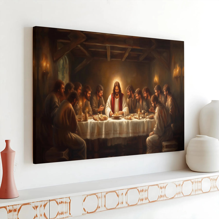 The Last Supper Canvas Wall Art | Realistic Jesus Christ Painting | Premium Fade-Resistant Print | Christian Home Decor Religious Gift