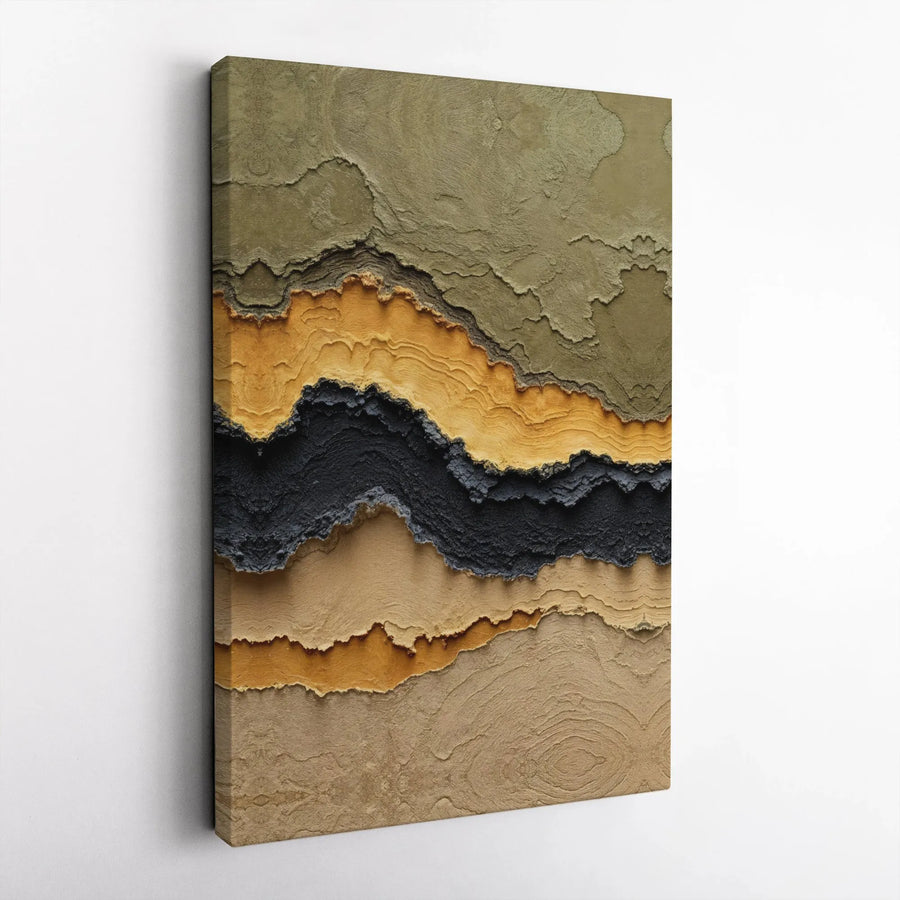 Abstract Earth Tones Canvas Wall Art | Geological Strata Abstract Print | Premium Gallery Wrapped Canvas | Modern Home Decor Gift