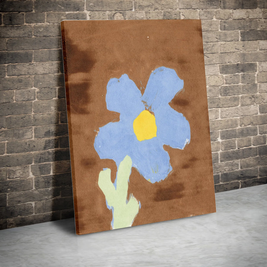 Abstract Cornflower Vertical Canvas | Minimalist Floral Painting | Premium Gallery Wrapped Wall Art | Modern Rustic Home Decor Gift