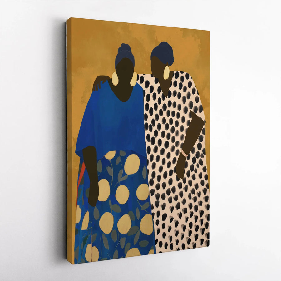 Black Women Wall Art | Abstract Sisterhood Painting | Premium Gallery-Wrapped Canvas | Empowering Home Decor Gift for Friends