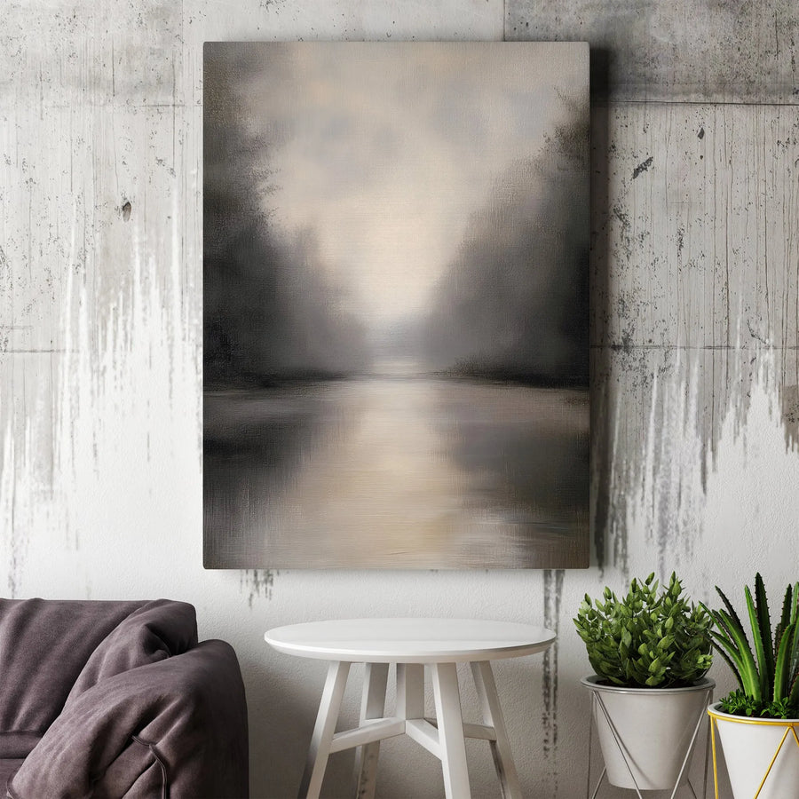 Moody Forest Wall Art | Abstract Atmospheric Foggy Path Canvas Print | Premium Thick Gallery Wrap | Modern Living Room & Office Decor Gift
