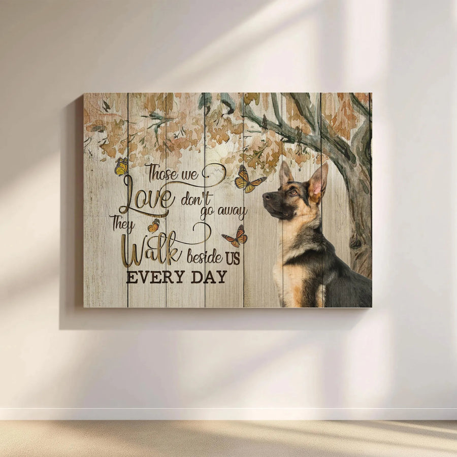 German Shepherd Memorial Canvas Art | Rustic Wood with Sympathy Quote | Premium Fade-Resistant Print | Pet Loss Sympathy Gift for Dog Owners