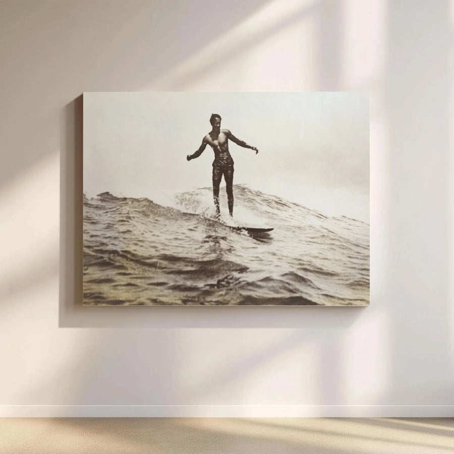 Vintage Surfer Canvas Print | Retro Black and White Wave Photography | Gallery-Quality Wall Art | Coastal Home Decor Gift for Surfers