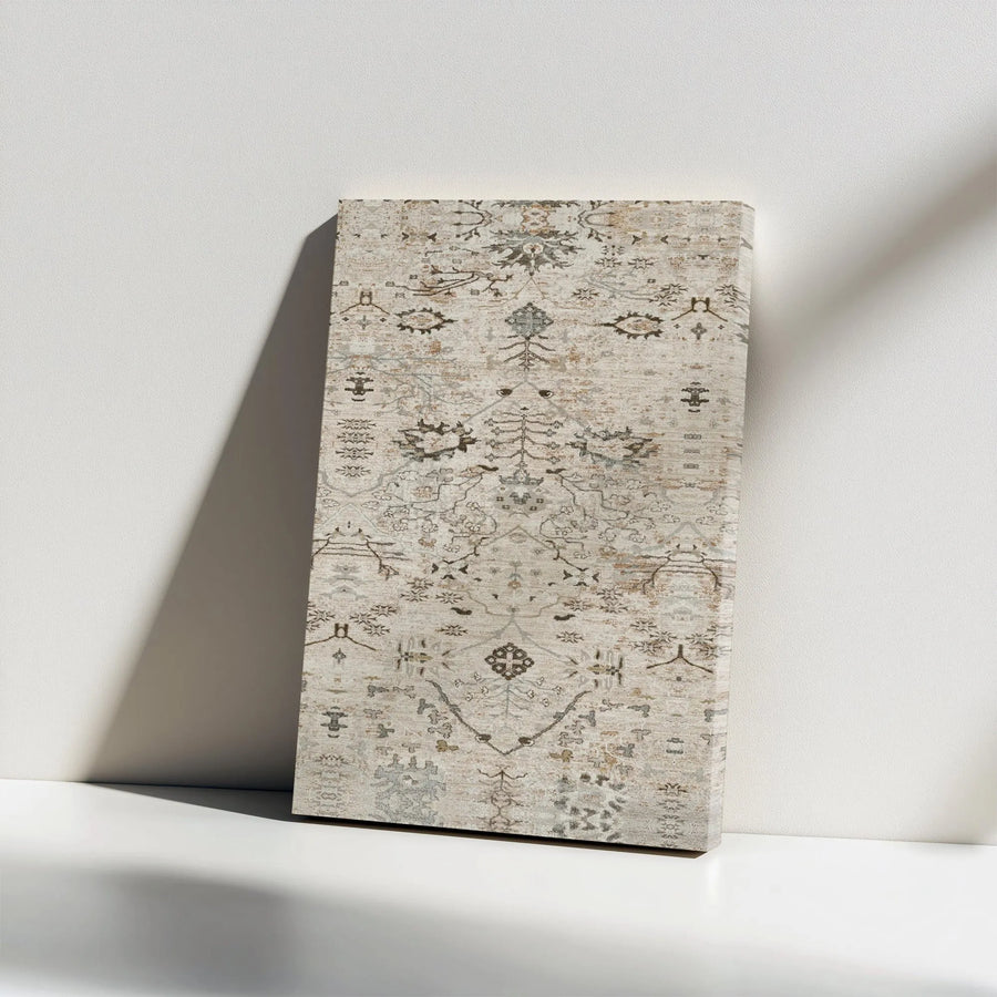 Distressed Oriental Rug Canvas | Vintage Persian Print Wall Art | Premium 1.25-Inch Gallery Wrap | Neutral Home Decor For Living Room