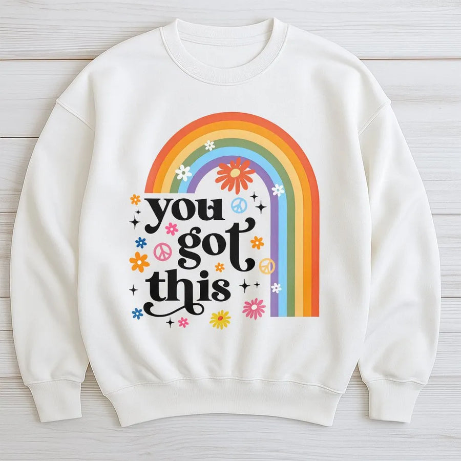 Teacher Test Day Sweatshirt | Retro Rainbow You Got This Design | Soft Cotton Blend | Testing Season Teacher Gift