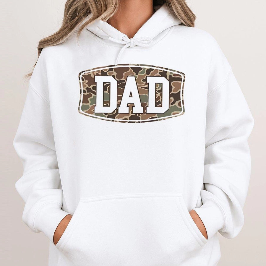 Camo Dad Hoodie | Varsity Letter Print | Premium Soft Cotton Blend | Best Gift for Father's Day 2026 or Birthday