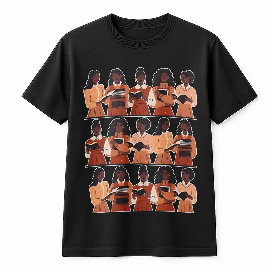 Black Women Reading Books T-Shirt | Melanin Magic Illustration | Premium Cotton Tee | Empowering Gift for Book Lovers and Educators