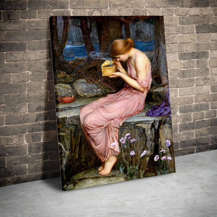 Psyche Opening The Golden Box Vertical Canvas | John William Waterhouse Famous Painting | Premium High-Resolution Print | Classic Art Home Decor Gift