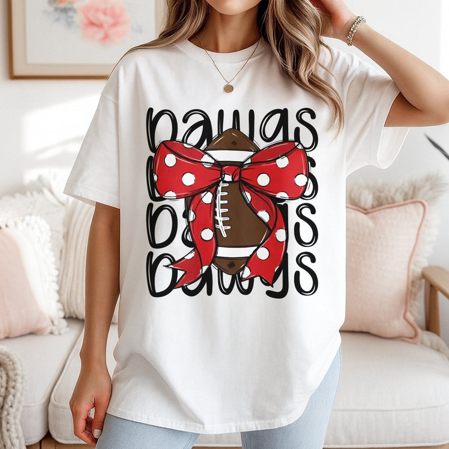 Cute Georgia Dawgs T-Shirt With Football Bow Georgia Football Unisex T-Shirt Gift For Her Or Him On Game Days
