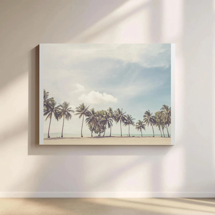 Vintage Palm Tree Canvas Wall Art | Tropical Beach Landscape Photo | Premium High-Resolution Print | Gift for Home Office Decor