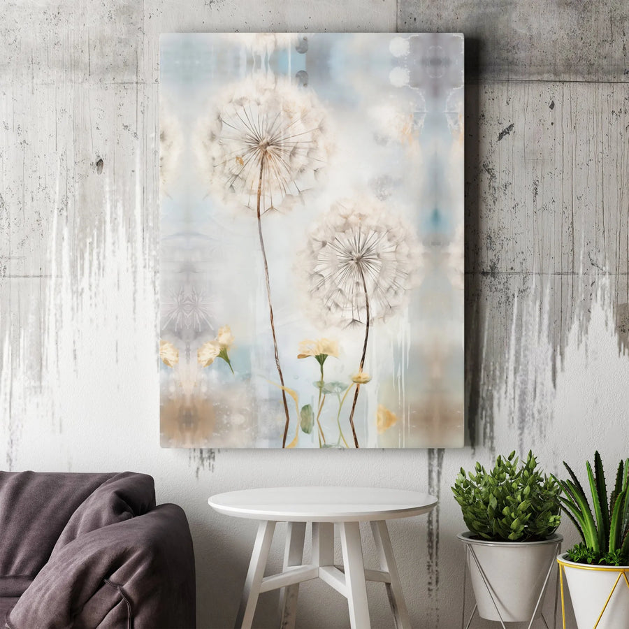 Dandelion Canvas Wall Art | Abstract Watercolor Botanical Painting | Premium Gallery Wrapped Canvas | Modern Farmhouse Living Room Decor Gift