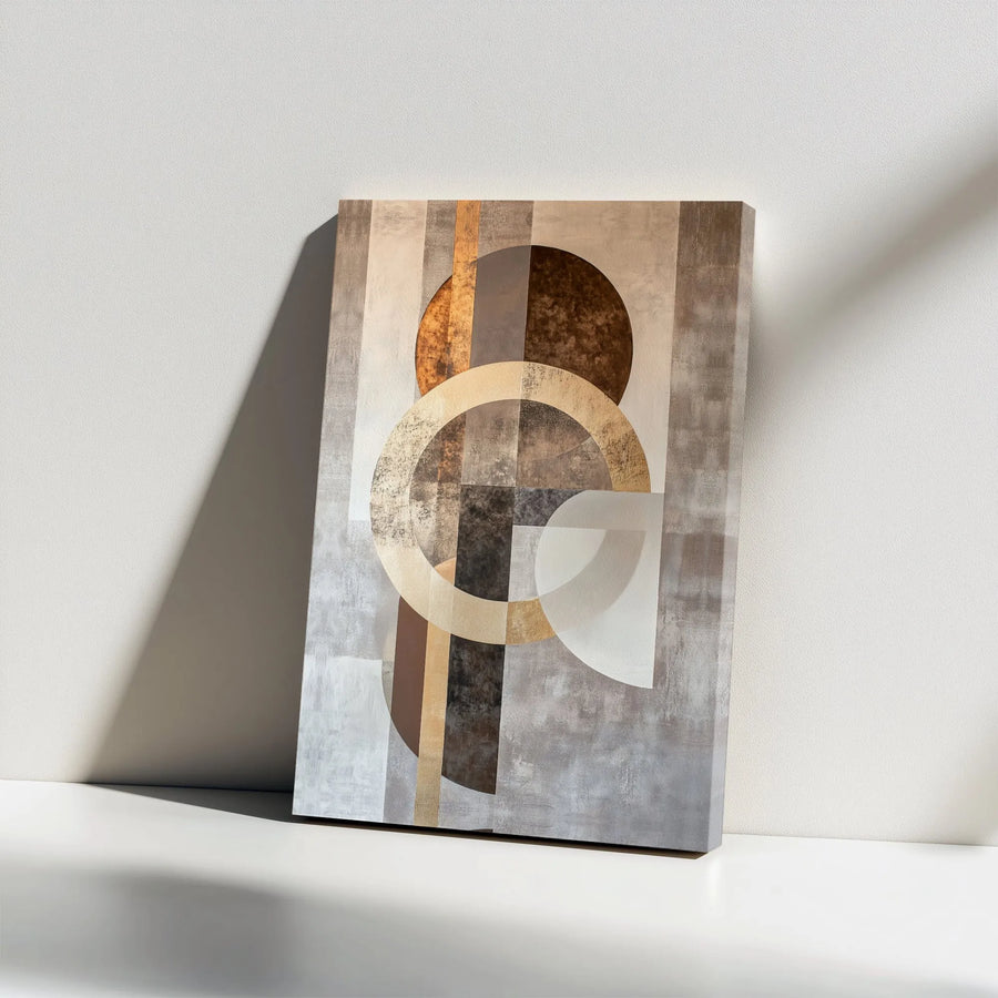 Abstract Geometric Canvas Wall Art | Modern Neutral Earth Tone Circles | Premium Gallery Wrapped Print | Modern Living Room & Office Decor Gift