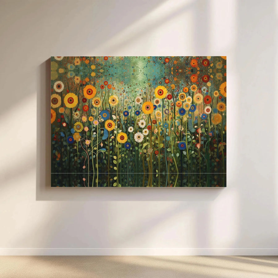 Wildflower Field Canvas Art | Colorful Floral Meadow Wall Decor | Premium 1.25" Gallery Wrap | Modern Botanical Living Room Gift