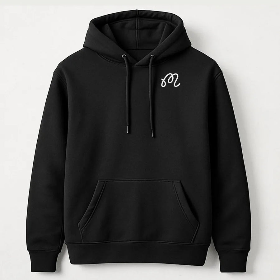 Minimalist Hoodie | Simple Cursive Left Chest Graphic | Premium Cotton Blend Sweatshirt | Unisex Casual Streetwear Gift