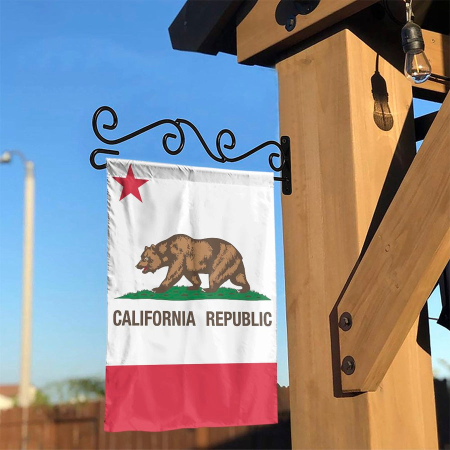 California Republic Garden Flag | State Bear Design | Premium Weather-Resistant Polyester | Outdoor Yard Decor Gift