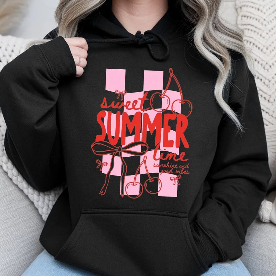 Coquette Cherry Hoodie | Sweet Summer Time Graphic Print | Premium Soft Blend | Aesthetic Vacation Gift for Her