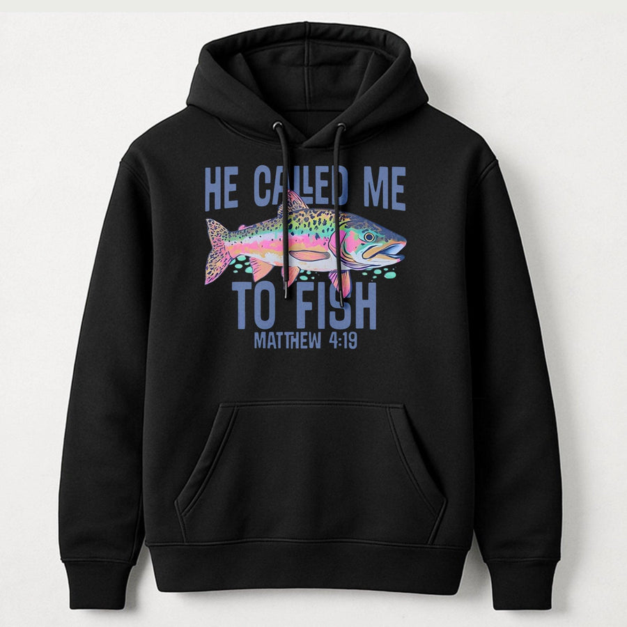 He Called Me To Fish Hoodie | Matthew 4:19 Bible Verse Graphic | Premium Cotton-Blend Apparel | Christian Fishing Gift for Men and Women