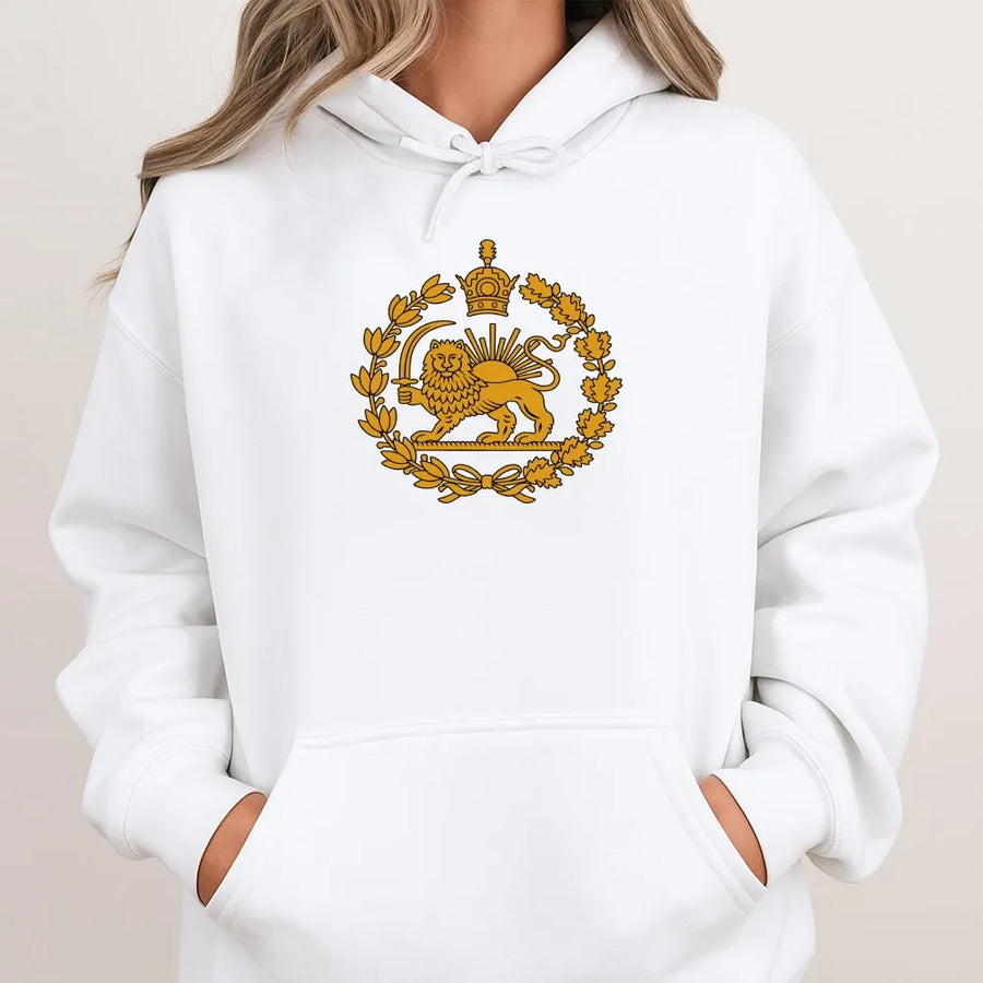 Lion and Sun Hoodie | Persian Shir O Khorshid Emblem | Premium Cotton Blend Unisex Sweatshirt | Iranian Heritage Cultural Gift