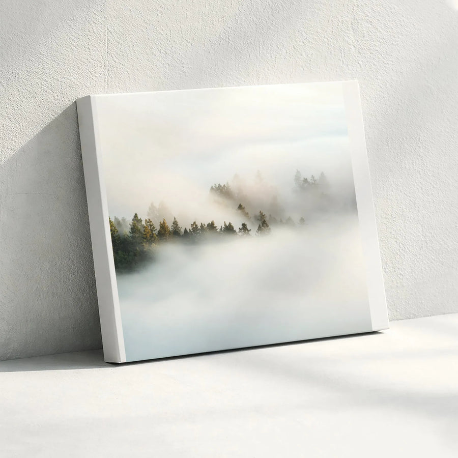 Foggy Forest Canvas Wall Art | Atmospheric Pine Tree Landscape | Premium 1.25" Thick Canvas | Serene Nature Decor Gift for Home