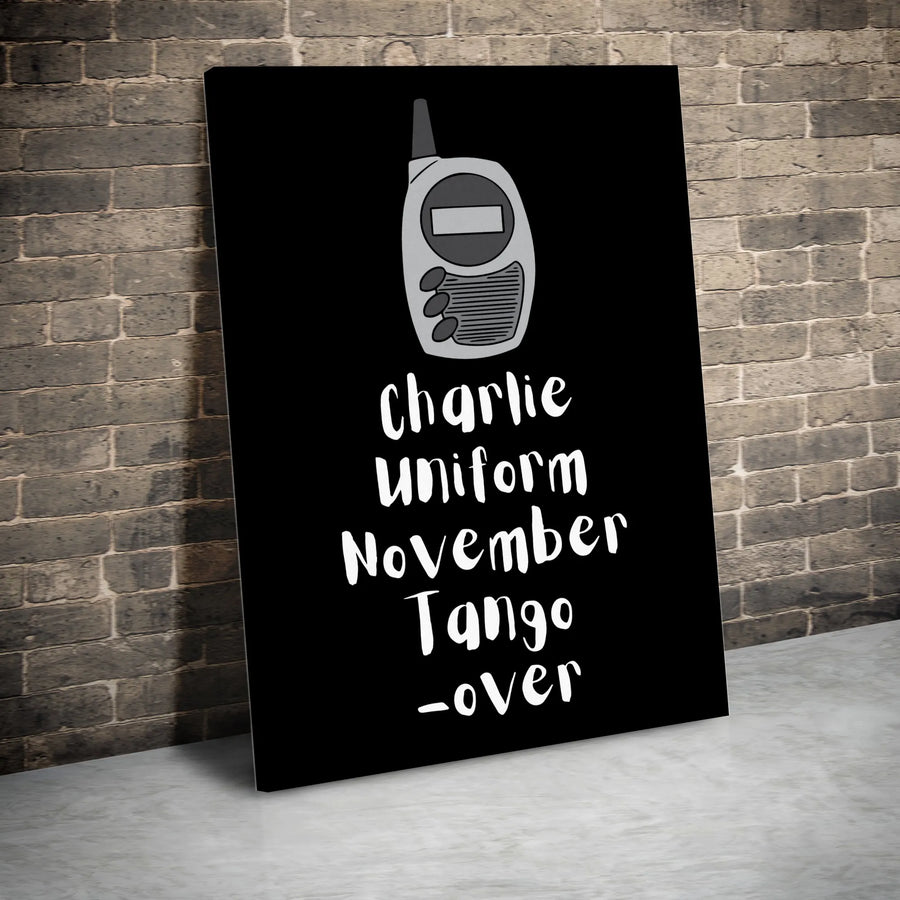 Phonetic Alphabet Vertical Canvas | Charlie Uniform November Tango Print | Premium Gallery Wall Art | Funny Man Cave Decor Gift for Him