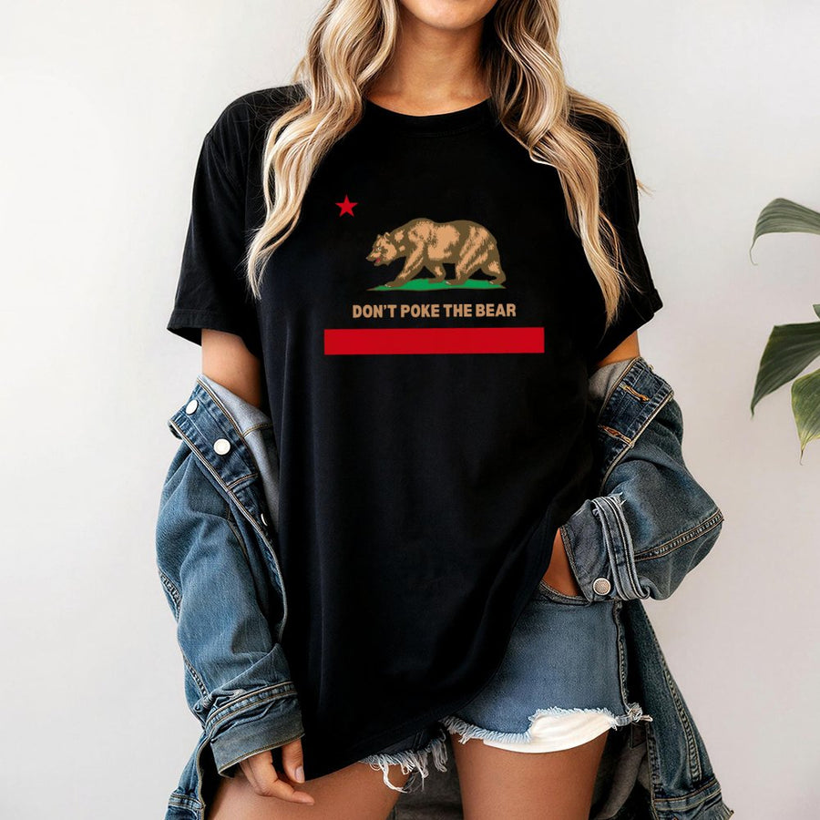 California Bear Flag T-Shirt | Don't Poke The Bear Graphic Tee | 100% Premium Cotton | Unisex California Republic Souvenir Gift