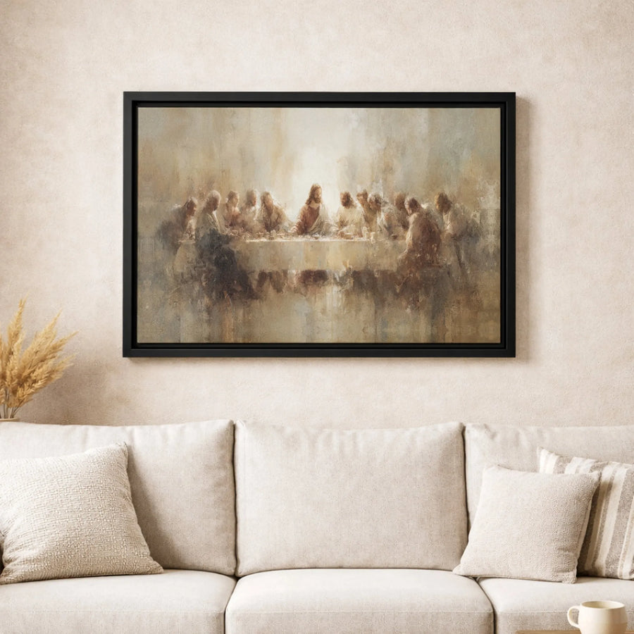 The Last Supper Canvas Wall Art | Impressionistic Jesus Christ Painting | Gallery Wrapped Premium Print | Religious Home Decor Gift