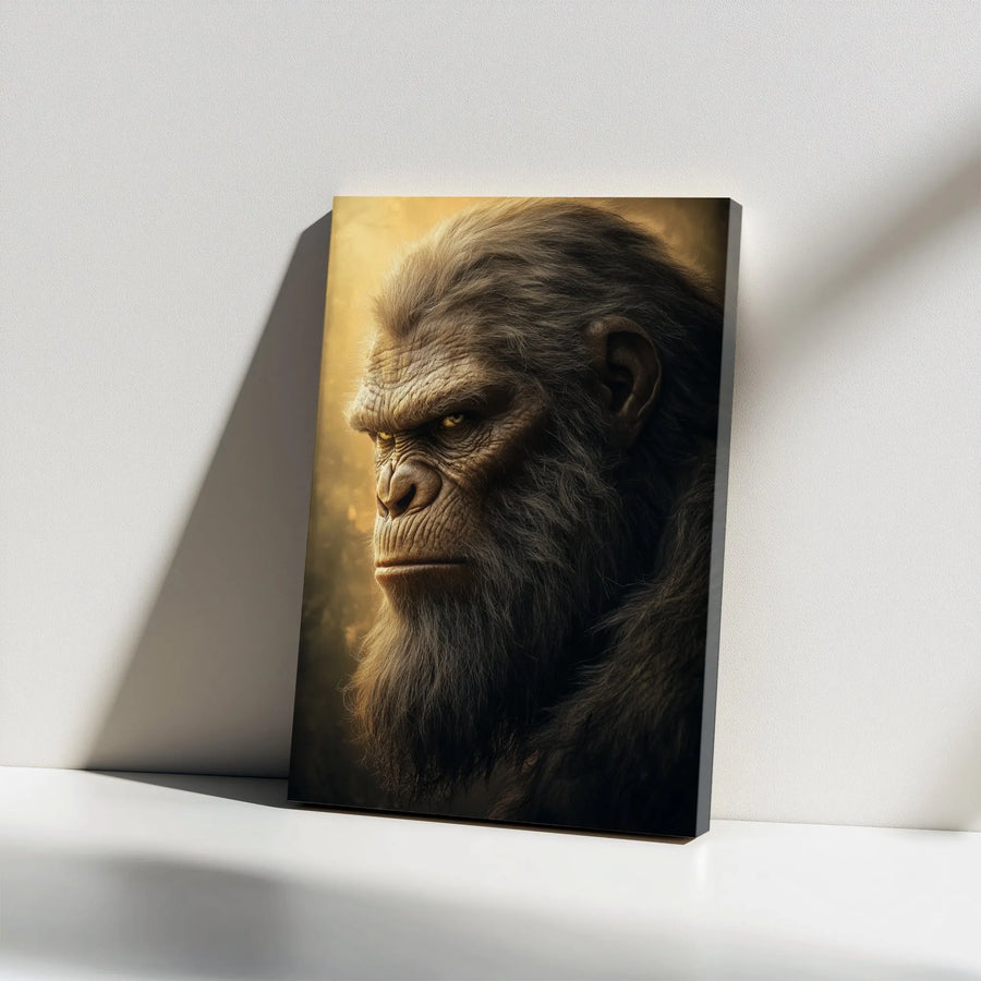 Bigfoot Portrait Canvas Wall Art | Realistic Sasquatch Fine Art Print | Premium 1.25 Inch Gallery Wrap | Cryptid Lover Home Office Decor Gift