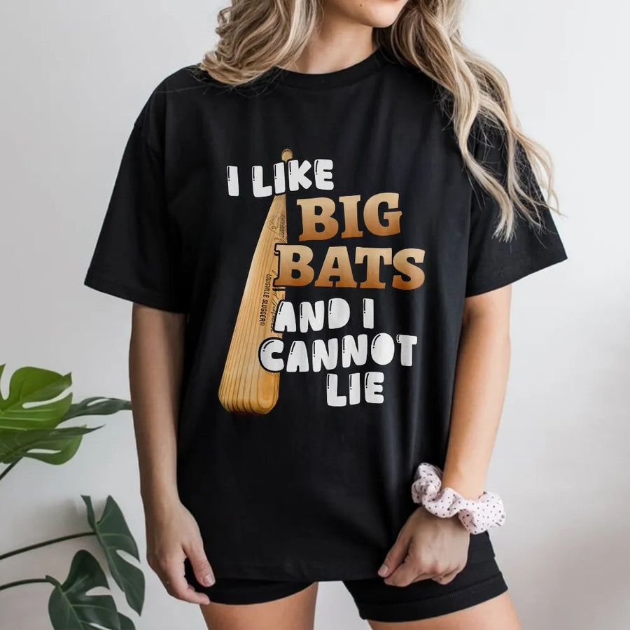 Funny Baseball T-Shirt | 'I Like Big Bats And I Cannot Lie' Graphic | Premium Cotton Tee | Gift for Baseball Mom, Player or Fan