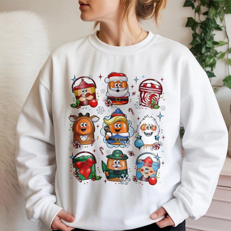 Christmas Chicken Nuggets Sweatshirt | Funny Festive Fast Food Graphic | Cotton-Poly Blend Crewneck | Holiday Gift for Foodies & Humor Lovers